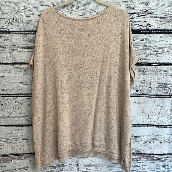 LOFT Oversized Flecked Blue Confetti Side Tie Cream Fall Poncho Size XS/S - Picture 13 of 13